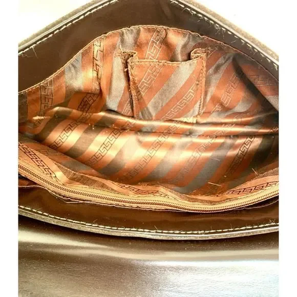 La Laurent BROWN GENUINE SUEDE LEATHER FLAP SATCHEL SHOULDER BAG HANDBAG PURSE - Picture 9 of 11